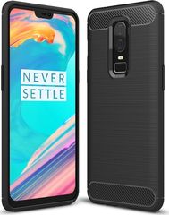 Θήκη OEM Brushed Carbon Flexible Cover TPU για OnePlus 6 μαύρου χρώματος