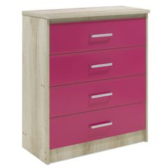 Συρταριέρα παιδική "LΟΟΝΕΥ" με 4 συρτάρια σε χρώμα castillo-ροζ 80x40x95
