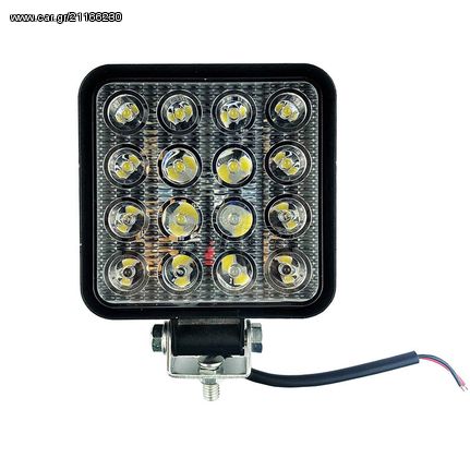 Προβολέας Εργασίας 16 Led Τετράγωνος 110mm x 110mm 48W Flat 10-80V 99089