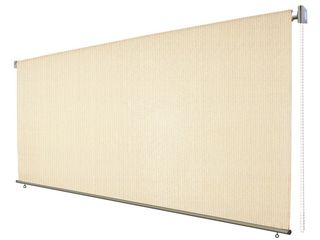 Στόρι διαστάσεων πλάτους 2.4 x ύψους 2.5 μέτρα roll-up με πανί σκίασης HDPE 285gr/m2 σε μπεζ χρώμα