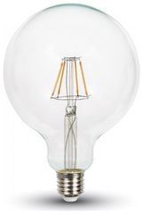 LED V-TAC Λάμπα Ε27 6W Filament G125 Διάφανο Ψυχρό Λευκό 6400K 7427