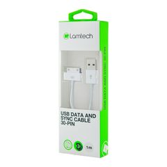 LAMTECH USB CABLE 30PIN FOR IPHONE 3G,3GS,4,4S,IPAD 1-3,IPODS 1m blister LAM050219