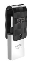 SILICON POWER Dual USB Flash Drive C31, USB 3.1 & Type-C, 64GB, μαύρο SP064GBUC3C31V1K id: 25934