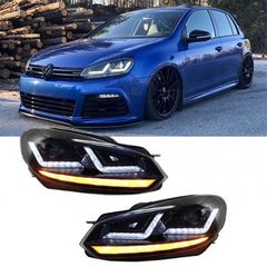 Μπροστινά Φανάρια Set Για Vw Golf VI (6) 08-12 DRL Xenarc® Halogen Version Black LEDHL102-BK Osram LEDriving®