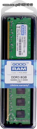 8Gb Ram DDR3 Memory 1600Mhz CL11 1.2V GoodRam GR1600D3V64L11/8G Μνήμη (PC)