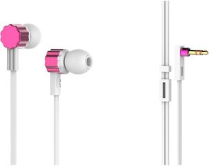 EARPHONES IN EAR FLAT WIRED MINI 3.5 WHITE/PINK BURN OUT ΑΚΟΥΣΤΙΚΑ ΕΝΣΥΡΜΑΤΑ ΨΕΙΡΕΣ ΛΕΥΚΑ/ΡΟΖ BURNOUT BO-074 (PC/MP3)