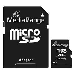 64Gb MEMORY MICRO SD CARD & ADAPTER SD SDXC MEDIARANGE MR955 CLASS 10 ΜΝΗΜΗ