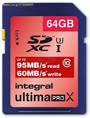 INTEGRAL ULTIMA PRO X ULTRA HIGH SPEED MEMORY SD CARD 64Gb U3 UHS-I SDXC PROFESSIONAL CLASS 90MB/SEC ΜΝΗΜΗ INSDX64G10-95/60U1