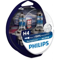 PHILIPS Η4 RACING VISION 150+ ΠΕΡΙΣΣΟΤΕΡΟ ΦΩΣ ΣΕΤ 2τμχ 12342RVS2