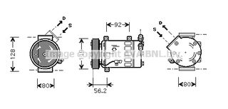 Συμπιεστής CITROEN BERLINGO 96-11/C2/C3 I/II 02-/XSARA 97-05,PEUGEOT 206/307 00-/PARTNER 96- AVA COOLING CNAK237