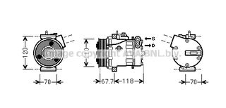 Συμπιεστής ALFA ROMEO MITO 1.3 08-, FIAT DOBLO 10-/PUNTO III/EVO/GRANDE PUNTO Diesel AVA COOLING FTAK384