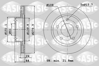 ΔΙΣΚΟΠΛΑΚΑ RENAULT KANGOO ΙΙ ΕΜΠΡΟΣ ΣΙΔΕΡΟ 15'' - 6104036