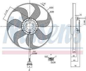 Βεντιλατέρ ψύξης κινητήρα SEAT IBIZA III/IV 02-, SKODA FABIA I/II 99-/RAPID 12-/ROOMSTER 06-15, VW POLO 01- NISSENS 85798