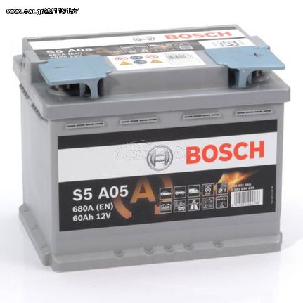 ΜΠΑΤΑΡΙΑ BOSCH S5A05 60AH 680AEN START-STOP - 2 ΧΡΟΝΙΑ ΓΡΑΠΤΗ ΕΓΓΥΗΣΗ-DELIVERY + ΤΟΠΟΘΕΤΗΣΗ ΣΕ ΟΛΗ ΤΗ ΘΕΣΣΑΛΟΝΙΚΗ