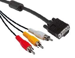 Adaptor VGA 15HDB Male To 3 X RCA C185-3RCA-1.8 SVGA Video Cable 1.8m RGB W1902