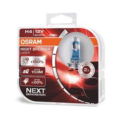 OSRAM 12V H4 60/55W +150% ΠΕΡΙΣΣΟΤΕΡΟ ΦΩΣ NIGHT BREAKER® LASER (64193NL-HCB) 2τμχ