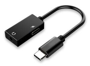 POWERTECH καλώδιο USB Type-C σε USB Type-C/3.5mm CAB-UC053, 0.11m, μαύρο