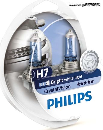 PHILIPS H7 Crystal Vision 12V 60/55W 4300K - 12972CVSM WWW.EAUTOSHOP.GR