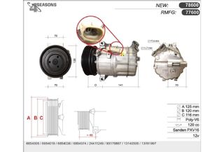 ΚΟΜΠΡΕΣΕΡ A/C 4SEASONS ΓΙΑ OPEL KAI SAAB