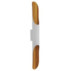GloboStar® CHARME 01303 Μοντέρνο Επιτοίχιο Φωτιστικό Απλίκα Up / Down Δίφωτο 2 x E27 IP20 Λευκό με Χρυσό Μέταλλο - Μ5.5 x Π8 x Υ60cm