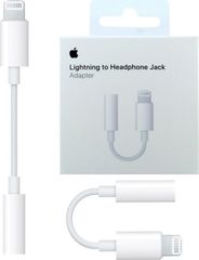 Apple Lightning Male Adapter To Headphone Jack 3.5 Female Cable 0.1m White Original MMX62ZM/A Retail A1749