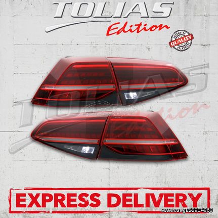 VW GOLF VII (7) LED TAILLIGHTS  look GOLF 7,5 & GOLF 7,5  WITH DYNAMIC TURN SIGNALS  / ΦΑΝΑΡΙΑ ΠΙΣΩ ΚΟΚΚΙΝΑ LED 