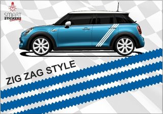 MINI COOPER BMW ADIDAS STYLE ZIG ZAG αυτοκολλητα για πλαινά αυτοκινητων 