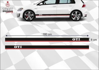 Λωρίδες Αυτοκόλλητα για Gti Golf Polo Πλαϊνά διακοσμητικά VW ΣΕΤ ΔΕΞΙ ΑΡΙΣΤΕΡΟ κοκκινο-μαυρο σχεδιο