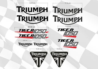 Σετ. 12 τεμ. κοπτικά αυτοκολλητα Triumph Tiger 1050 stickers  με περιγραμμική κοπή σε βινύλιο αυτοκόλλητο αντοχής 