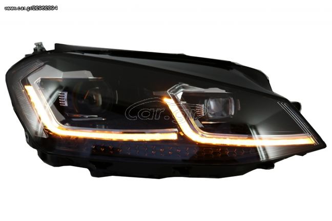 ΦΑΝΑΡΙΑ ΕΜΠΡΟΣ VW GOLF 7 (12-17) H7 FACELIFT-LOOK ΧΡΩΜΙΟ ΜΕ DYNAMIC LED www.eautoshop.gr