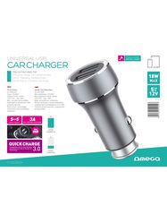 iELASTIKA OMEGA CAR CHARGER METAL 2xUSB Quick Charge 3.0 18W [44252]