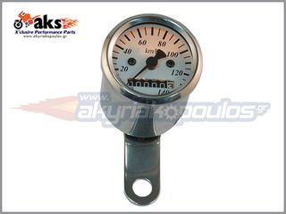Κοντέρ 0~140km με Λευκό Panel Διαμέτρου 48mm Χρώμιο ---www. akyriakopoulos .gr---