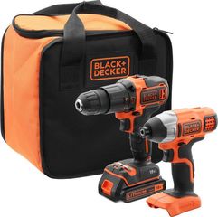 Black & Decker BCK21S1S Σετ Κρουστικό Δραπανοκατσάβιδο & Παλμικό Κατσαβίδι 18V (1χ1.5Ah)