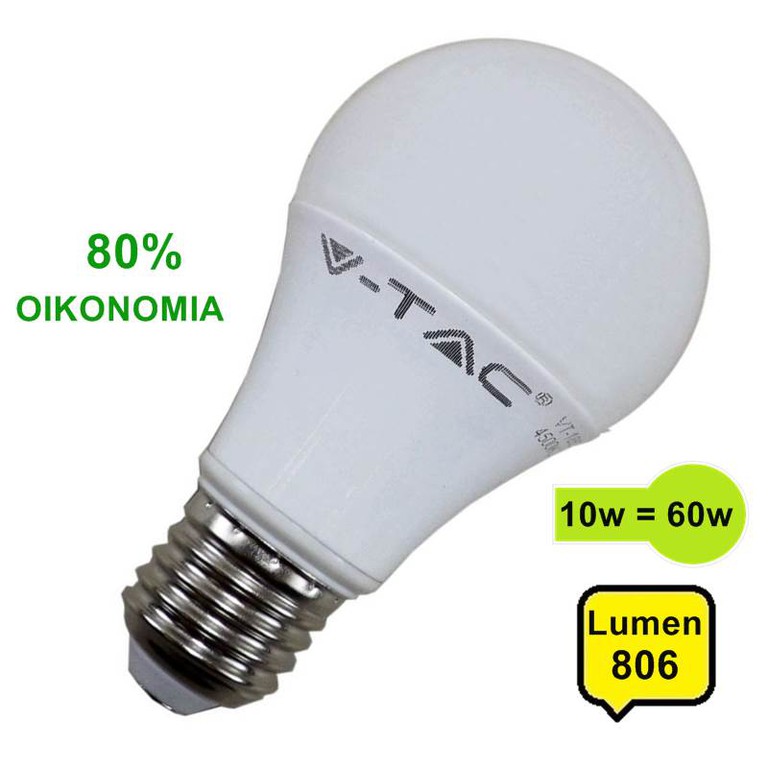 Λάμπα LED E27 10W 806 Lum Θερμό Λευκό
