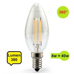 Λάμπα LED E14 Filament 4W 380 lum 360° Θερμό Φώς