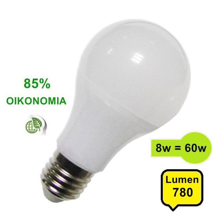 Λάμπα LED E27 8W 780lm Φώς Ημέρας