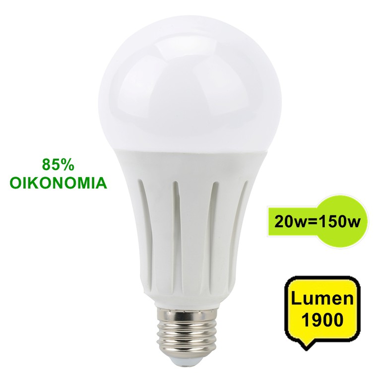 Λάμπα LED E27 20W 1900Lumen Λευκό Φώς
