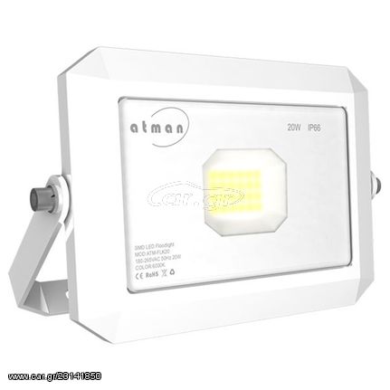 Προβολέας LED SMD 20watt Lumen 2200 Super Slim Σειρά K Λευκό Φώς 6000k