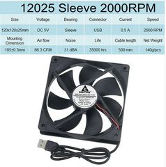 Ανεμιστηράκι 5V usb Brushless 120mm (OEM)