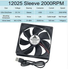 Ανεμιστηράκι 5V usb Brushless 120mm (OEM)