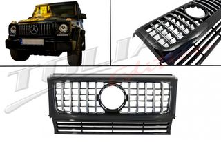 MERCEDES BENZ G CLASS W463 SPORT GRILLE look GT BLACK - CHROME / ΜΑΣΚΑ ΠΡΟΦΥΛΑΚΤΗΡΑ ΜΑΥΡΗ - ΧΡΩΜΙΟ PANAMERICANA