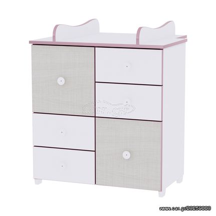 Lorelli Συρταριέρα Αλλαξιέρα Cupboard White Pink Crossline 10170110032A