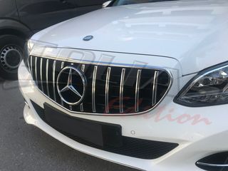 MERCEDES BENZ E CLASS W212  & S212 13-16 SPORT GRILLE CHROME-BLACK & FULL BLACK Type GT / ΜΑΣΚΑ ΠΡΟΦΥΛΑΚΤΗΡΑ ΜΑΥΡΗ-ΧΡΩΜΙΟ & ΜΑΥΡΗ PANAMERICANA-thumb-16