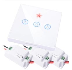 Ασύρματος διακόπτης τοίχου αφής RF 433Mhz τρικάναλος για λάμπες 220V Λευκός - 1652