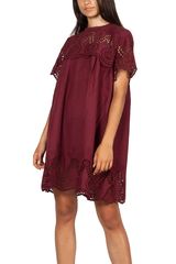 Minimum Flores μίνι φόρεμα μπορντό με αζούρ σχέδιο Γυναικείο - 179586004