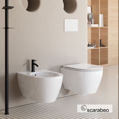 Λεκάνη Κρεμαστή MOON/50,5 Clean-Flush με κάλυμμα Slim Soft Close, Scarabeo White 552000SC-300