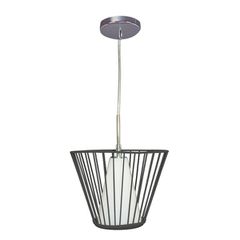 Μοντέρνο φωτιστικό κρεμαστό μονόφωτο 1X40W με ντουί G9 μεταλλικό σε μαύρο χρώμα & ασημί ροζέτα