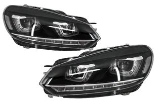 ΦΑΝΑΡΙΑ ΕΜΠΡΟΣ ΓΙΑ VW Golf 6 VI (2008-2013) Golf 7 3D LED DRL U-Design LED Flowing Turning Light Chrome 