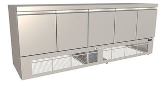 INOXWEB-Ψυγείο πάγκος με μηχανή από κάτω με 5 Πόρτες 240x70x85