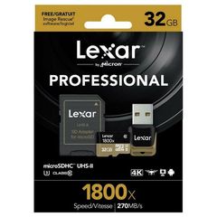 Lexar Professional UHS-II 1800x microSDHC 32GB έως 12 άτοκες δόσεις ή 24 δόσεις